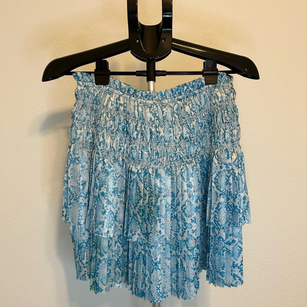 Current Air Pleated Blue Snake Print Skirt